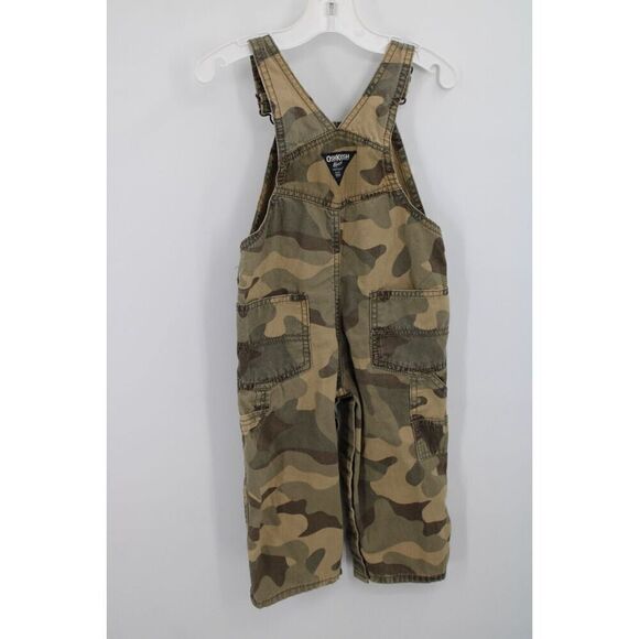 Oshkosh B'gosh Vestbak Shortall Railroad Stripe & Camo Overalls 24m Lot - Picture 15 of 16